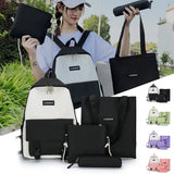 4 PCS Waterproof Multi-pouch School Backpack Set Canvas Bag with Pencil Case