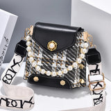 Riveted One Shoulder Crossbody Bag Women Pearl Chain