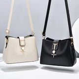 Large-Capacity Bucket Bag Women's Shoulder Bag Soft Leather Messenger Bag