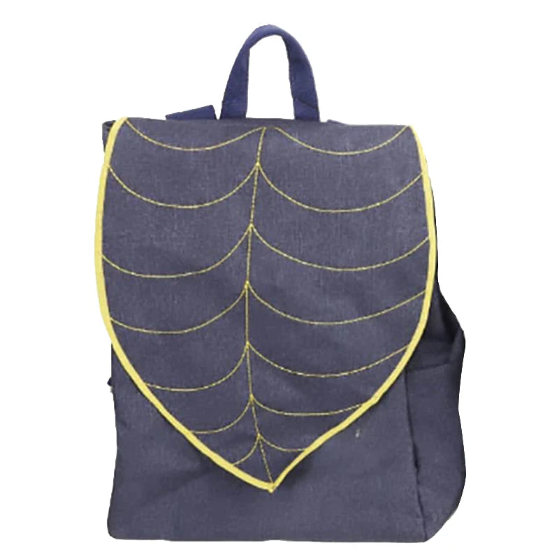 Green Cork Leather Leaf Backpack Canvas Shoulder Bag Zipper Pouch