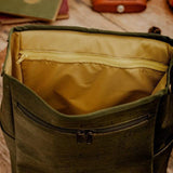Green Cork Leather Leaf Backpack Canvas Shoulder Bag Zipper Pouch