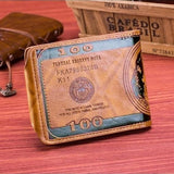 Men's Short Wallet Magnetic Buckle Double Line Hundred Dollar Wallet