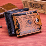 Men's Short Wallet Magnetic Buckle Double Line Hundred Dollar Bill Wallet