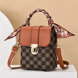 Chessboard Grid Shoulder Bag for Women