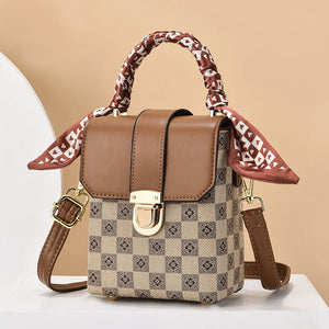 Chessboard Grid Shoulder Bag for Women