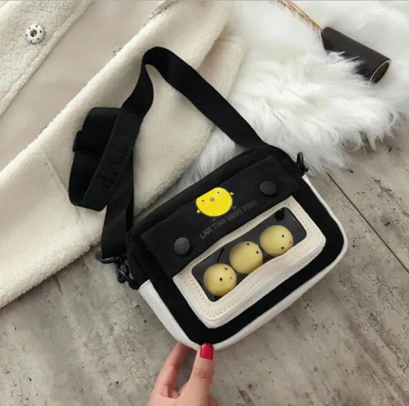 Retro Chick Messenger Bag Female Student Doll Canvas Shoulder Bag