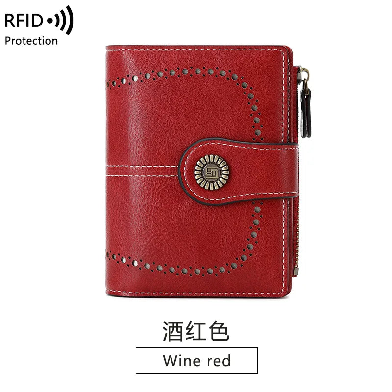 Hollow Out Women Wallet Short Style PU Leather Ladies Purse
