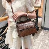 Versatile Stone Pattern Shoulder Handbag Women Retro Messenger Bag