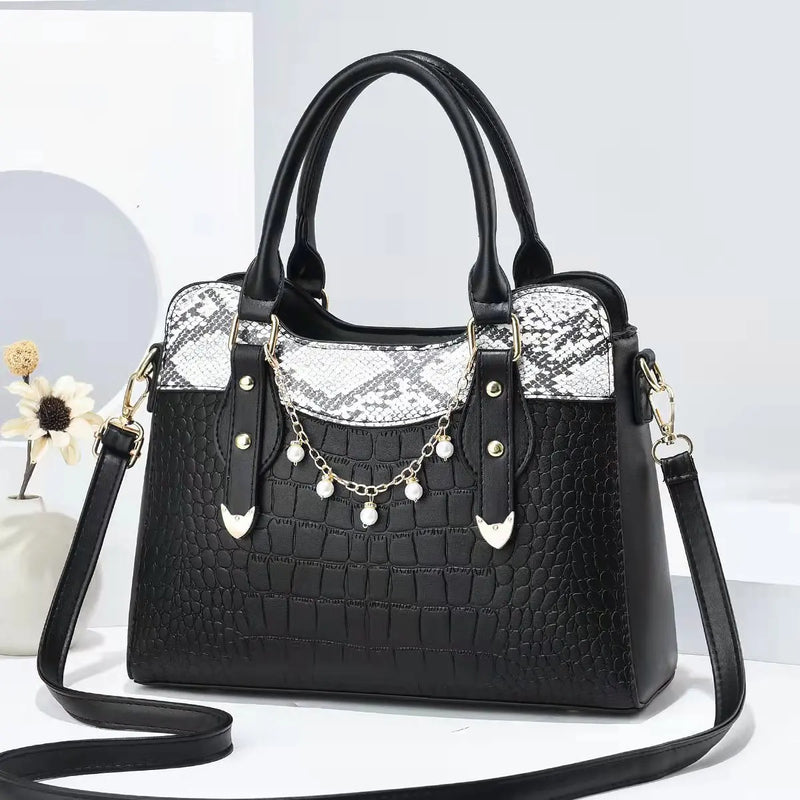 Snake Pattern Chain Stone Pattern Women's Shoulder Bag