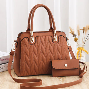 Embroidery Line Diamond Handbag Large Capacity Shoulder Messenger Bag