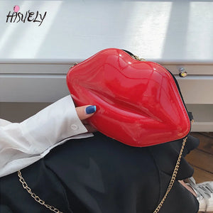 Hot Sexy Lips Style Pu Ladies Clutch Bag Chain Purse Shoulder Bag Handbag Women