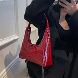 Solid Small PU Leather Shoulder Bag Chain Handbags for Women