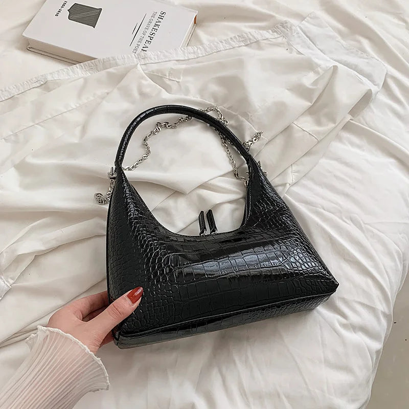 Solid Small PU Leather Shoulder Bag Chain Handbags for Women