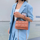 Plaid Shoulder Bag Small Crossbody Bags for Women Chain Messenger Bags