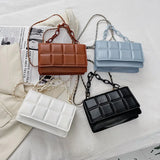 Plaid Shoulder Bag Small Crossbody Bags for Women Chain Messenger Bags