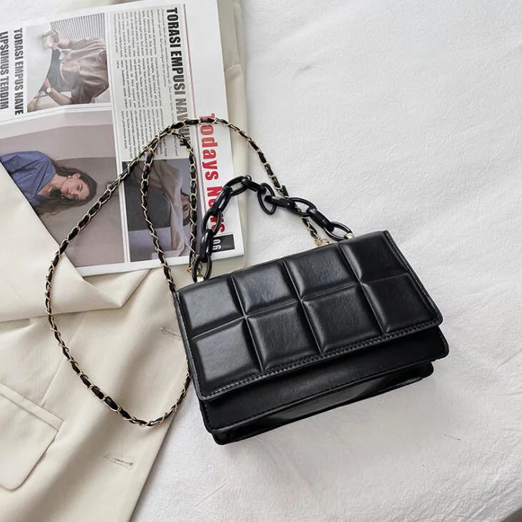 Plaid Shoulder Bag Small Crossbody Bags for Women Chain Messenger Bags