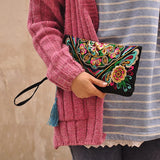Vintage Ethnic Shoulder Bag Embroidery Boho Hippie Tassel Tote Wallets