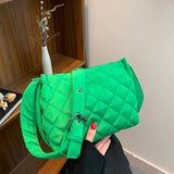 Hot Winter Plaid Shoulder Bags Down Cotton Padded Tote Women Mess