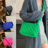 Hot Winter Plaid Shoulder Bags Down Cotton Padded Tote Women Mess