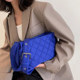 Hot Winter Plaid Shoulder Bags Down Cotton Padded Tote Women Mess