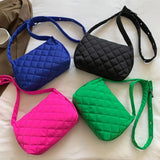 Hot Winter Plaid Shoulder Bags Down Cotton Padded Tote Women Mess