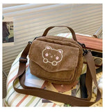 Women Canvas Zipper Bag Student Tote Shoulder Messenger