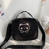 Canvas Zipper Bag Student Tote Shoulder Messenger Bag Satchel Travel Purse