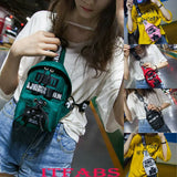Women Chest Bag Letter Print Handbag Soft Zipper Waist Bag