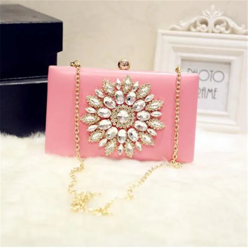 Sunflower Diamond Evening Bag with Chain for Wedding Dinner Banquet