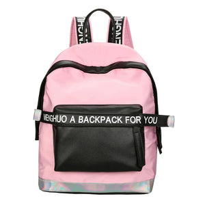 Hot Women Laser Backpack School Bag For Teenage Girls PU Leisure Style Letter Sc