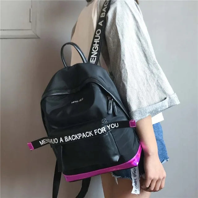 Hot Women Laser Backpack School Bag For Teenage Girls PU Leisure Style Letter Sc