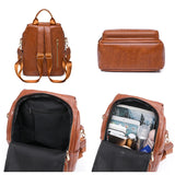 Vintage Leather School Backpack for Teenage Girls