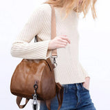 Vintage Leather Backpack for Women - Travel Shoulder Bag