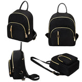 Women's Multi-zipper Backpack School Bag Small Satchel Rucksack
