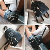 Women's Multi-zipper Backpack School Bag Small Satchel Rucksack
