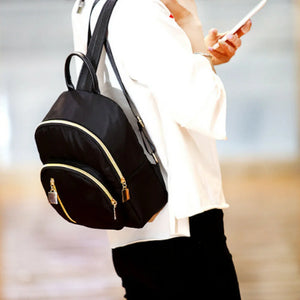 Women's Multi-zipper Backpack School Bag Small Satchel Rucksack