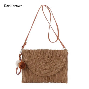 Summer Straw Shoulder Bag Retro Style Envelope Purse Wallet