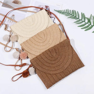 Summer Straw Shoulder Bag Retro Style Envelope Purse Wallet