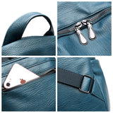 Women's Soft Leather School Backpack - Large Capacity Travel Shoulder Bag