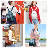 Women's Soft Leather School Backpack - Large Capacity Travel Shoulder Bag