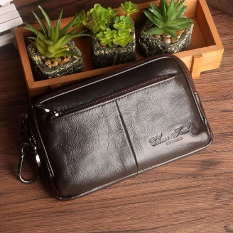 Men Leather Hip Bum Belt Hook Fanny Waist Pack Loop Mobile Bag