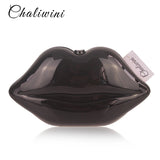 Sexy Lip Acrylic Clutch Bag with Chain Handbag Crossbody Bag for Women