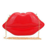 Sexy Lip Acrylic Clutch Bag with Chain Handbag Crossbody Bag for Women