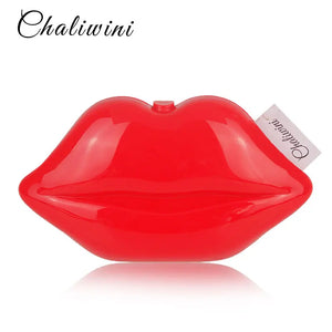 Sexy Lip Acrylic Clutch Bag with Chain Handbag Crossbody Bag for Women