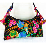Embroidery Pattern Shoulder Bag with Pompon, Small Crossbody Bag