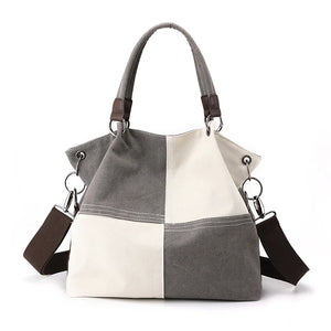 Canvas Women's Shoulder Bag Patchwork Handbags Ladies Tote Crossbody Bag