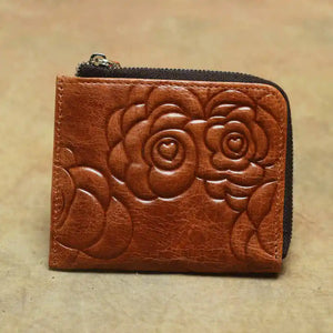 Vintage Ladies Small Purse with Weave Pattern and Rose Prints