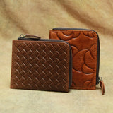 Vintage Ladies Small Purse with Weave Pattern and Rose Prints
