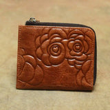 Vintage Ladies Small Purse with Weave Pattern and Rose Prints