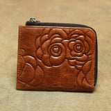 Vintage Ladies Small Purse with Weave Pattern and Rose Prints